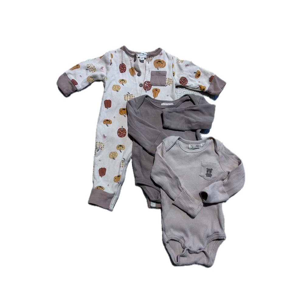Rabbit Bear Cozy Kids One Piece Set - Tan and Cream